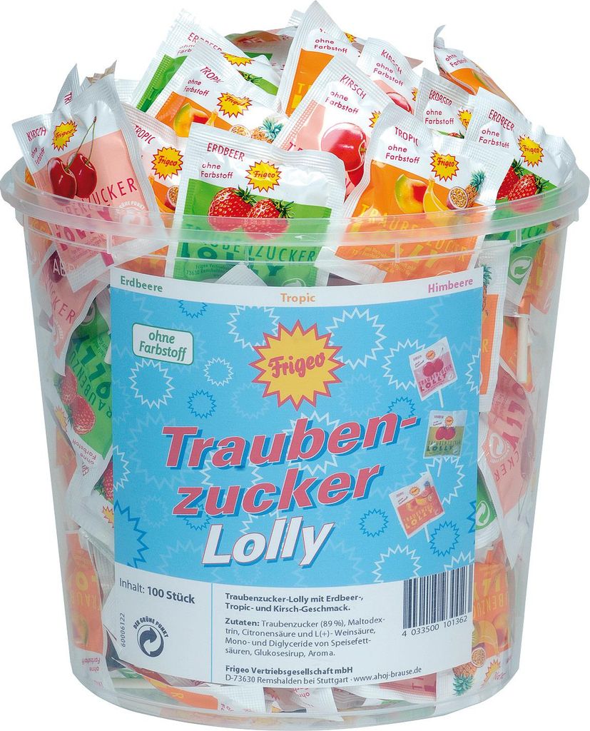 Traubenzucker Lolly 3fach sort. 100 Stück Friego Produktbild