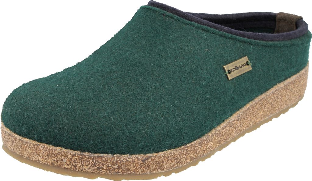 Haflinger Damen Herren Hausschuhe Pantoffeln Filz Grizzly Kris 711056, Größe:41 EU, Farbe:Grün
