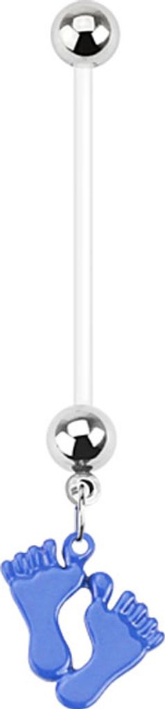 Schwangerschaft Piercing: PTFE Bauchnabelpiercing für Schwangere Füße blau