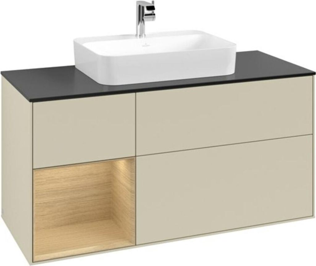 V&B Waschtischunterschrank Finion 120cm, Pl b m, Rg li Oa ven, si Gr m Lac