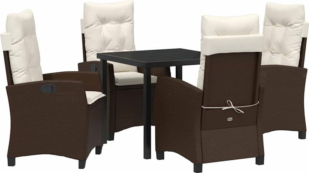 Garten Essgruppe mit Kissen 5 pcs Braun Poly-Rattan