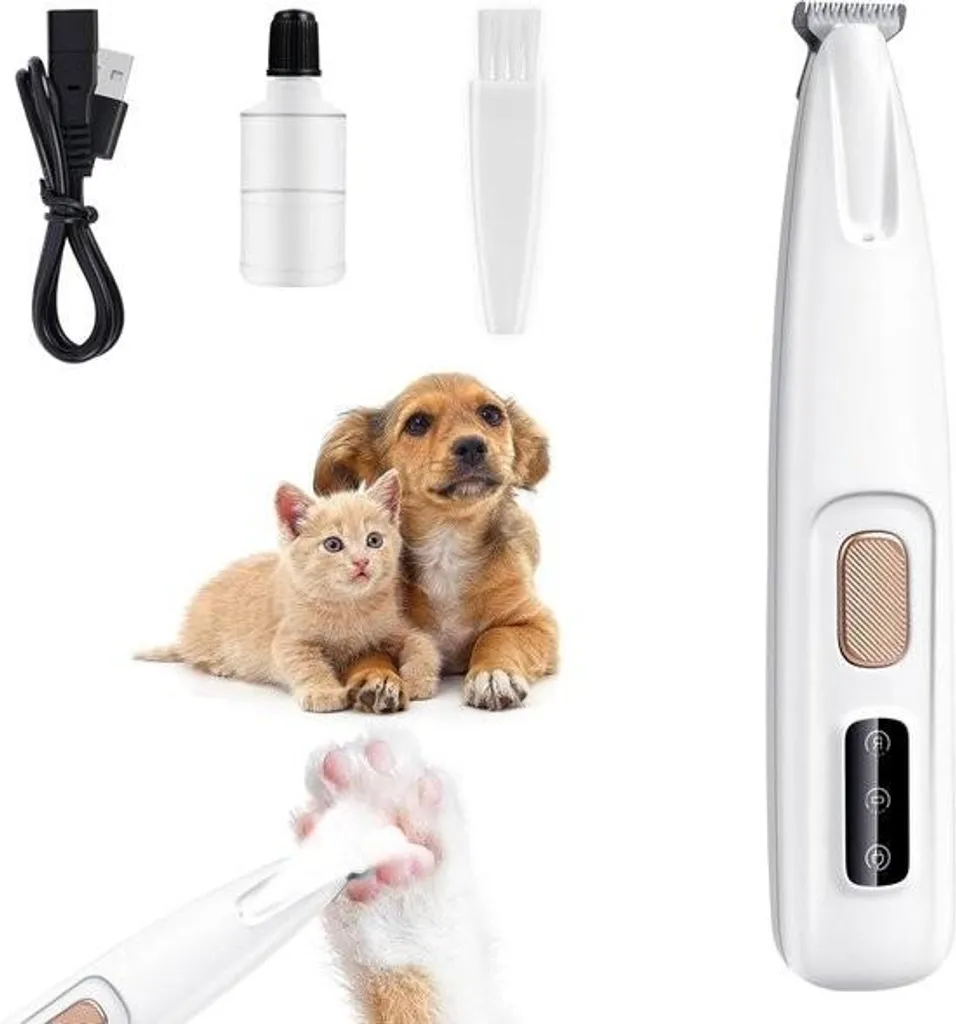 Tondeuse pour poils de pattes et oreilles | Soin LED chat et chien