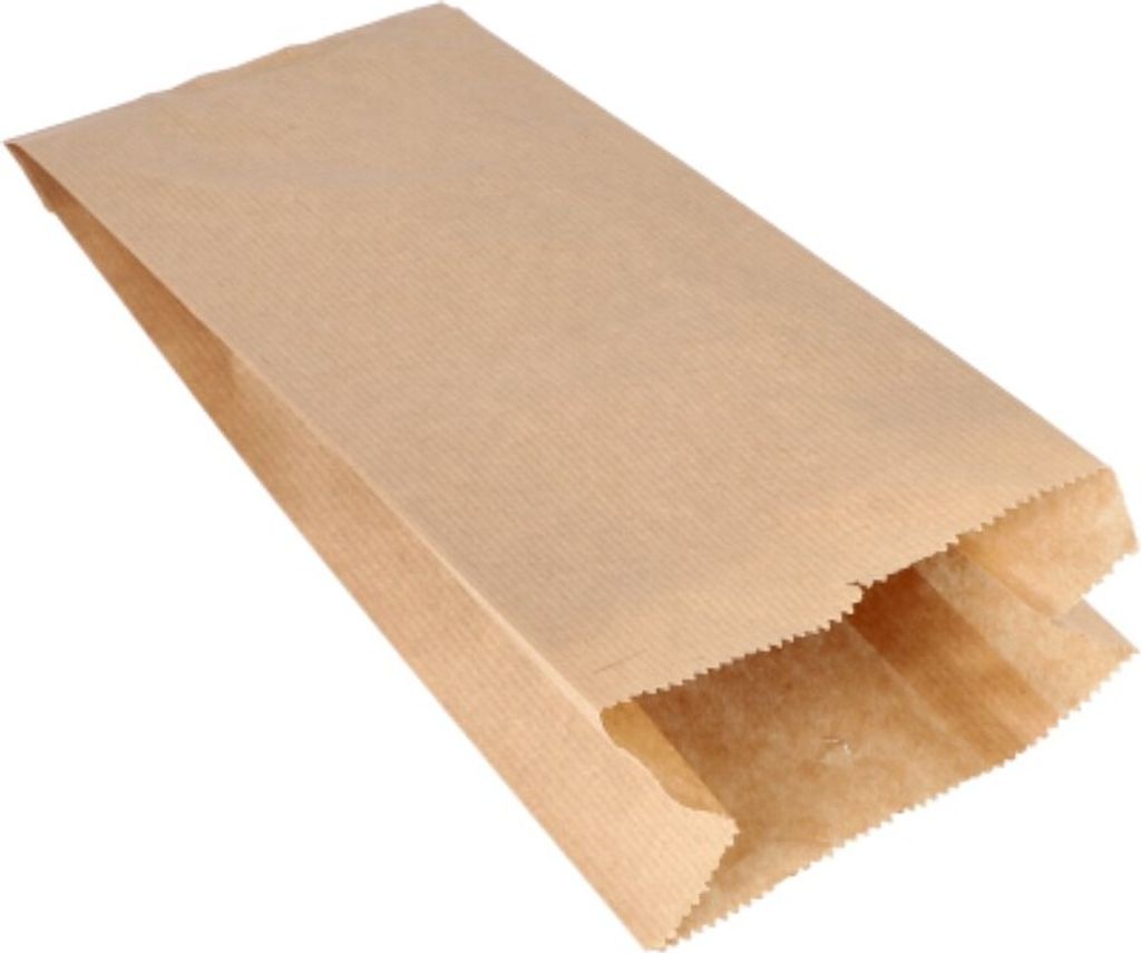 1000 Papierfaltenbeutel gefädelt Kraftpapier 28 cm x 13 cm x 7 cm braun Füllinhalt 1,5 kg