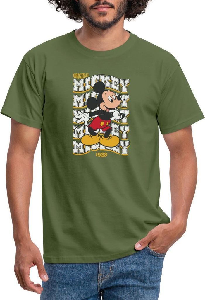Mickey & Minnie Mickey Mouse Original 1928 Männer T-Shirt, L, Militärgrün