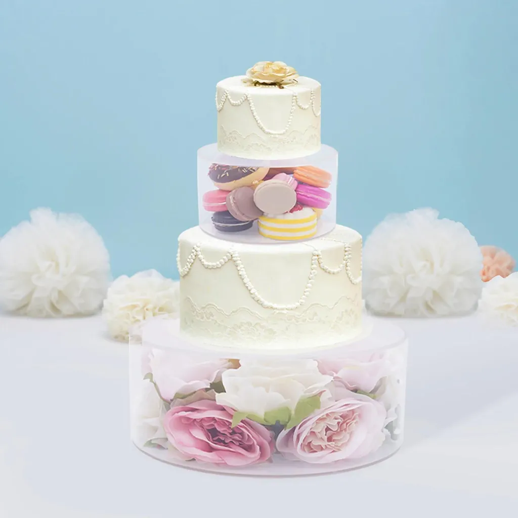 Alzata Per Torta In Acrilico Da 3 Pezzi Con Luci A LED Da 6 Pollici 8 Pollici 10 Pollici Trasparente~p179989981