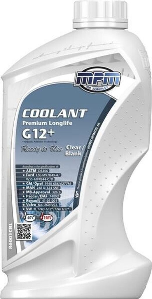 MPM Premium Longlife G12+ Kühlmittel Kühlerfrostschutz 1L farblos Antifreeze Fertigmischung G12 G12+