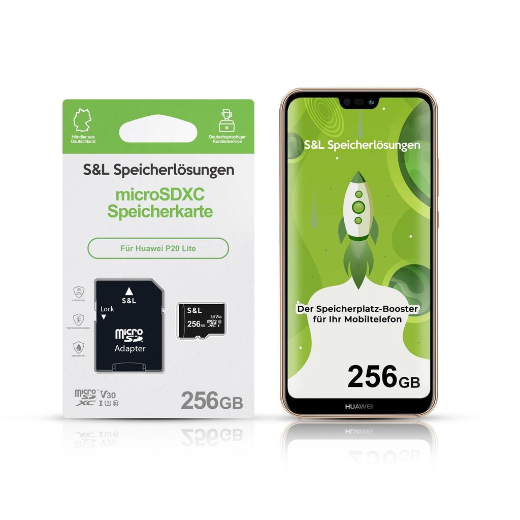 microSD Speicherkarte S&L für Huawei P20 Lite - Speicherkapazität: 256 GB