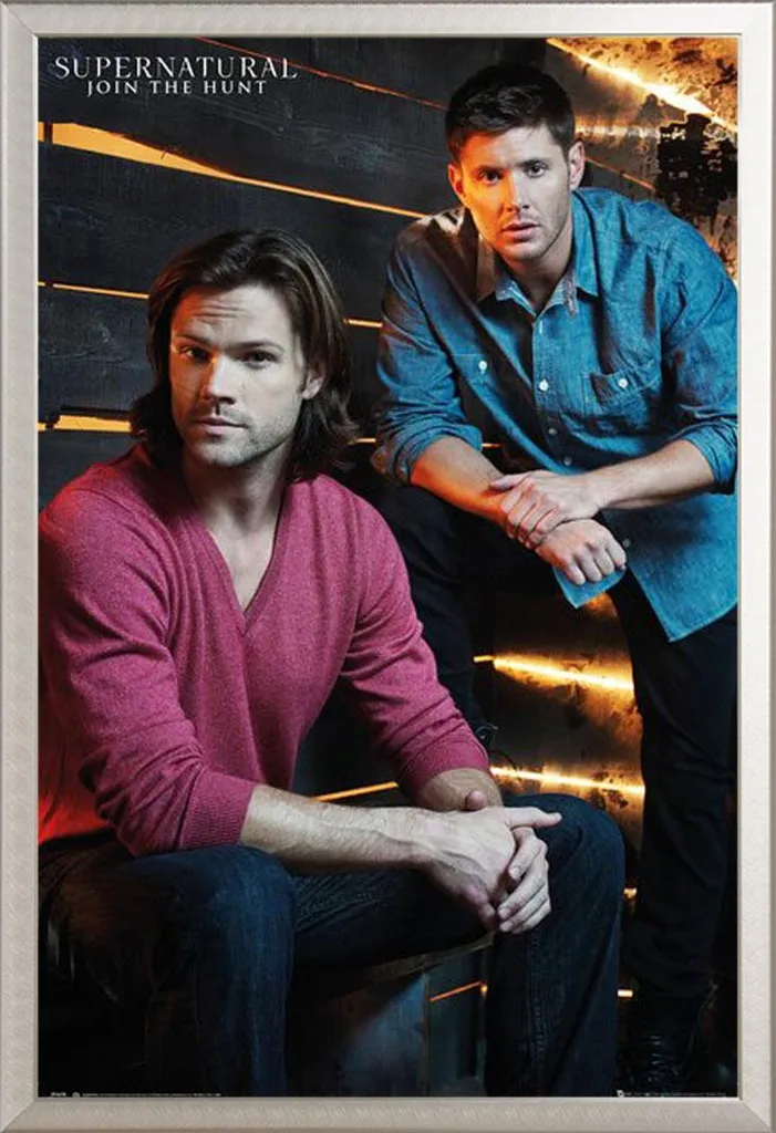 Poster Supernatural Brothers sous cadre alu argenté vitre incassable