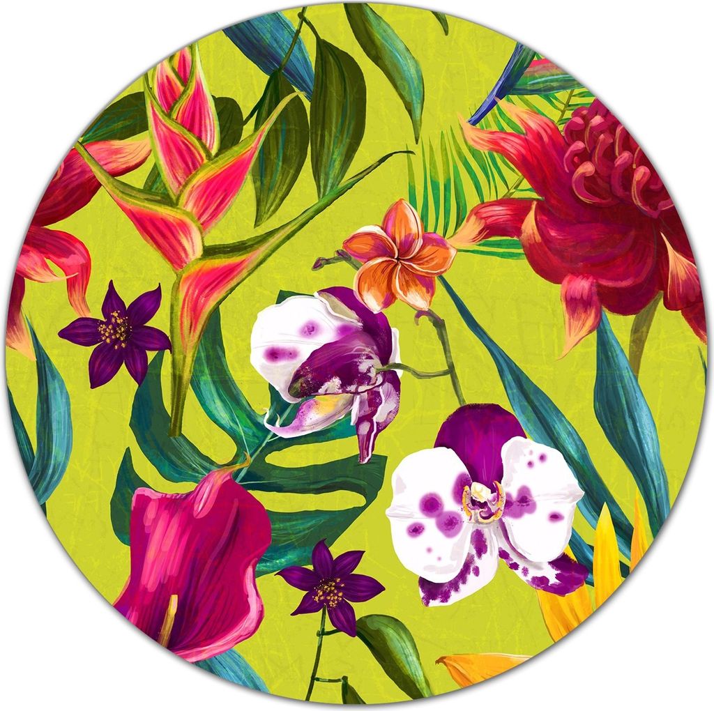 Glas Schneidebrett Herdabdeckplatten Schneideplatten Rund - 40 cm - Tropische Blumen