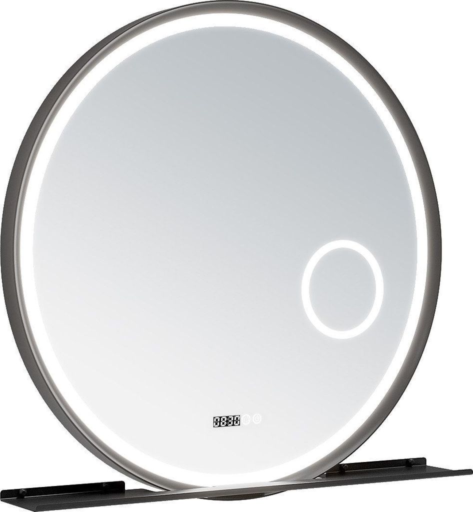 LED Touch Badspiegel Badezimmerspiegel Rund Spiegel mit Beleuchtung 80 cm Antibeschlag Dimmbar Wandspiegel 3-facher Vergrößerung Kaltweiß 6400K