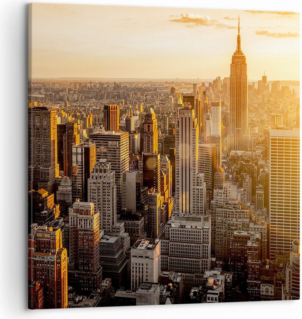 Bild auf Leinwand - Leinwandbild - New York Wolkenkratzer Manhattan - 50x50cm - Wand Bild - Wanddeko - Leinwanddruck - Bilder - Kunstdruck - Wandde...