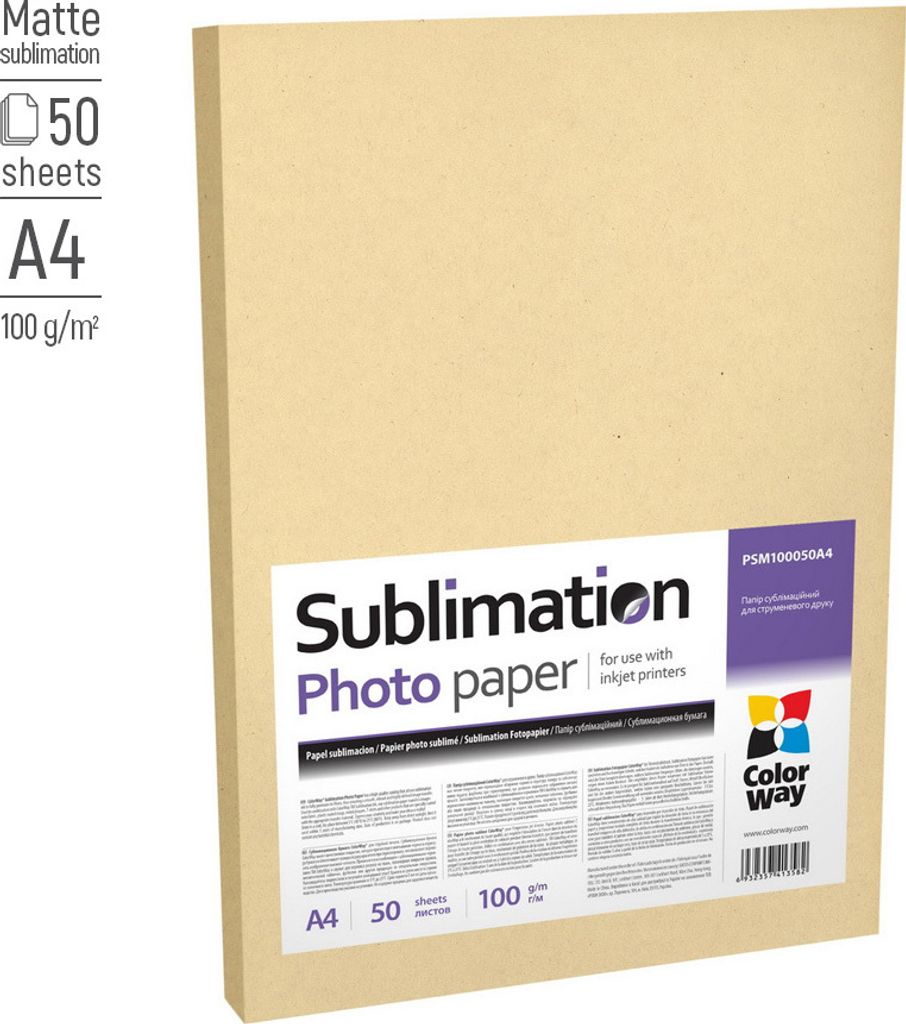 ColorWay Fotopapier Sublimation 100g/m², A4, 50 Blatt. Produktbild 