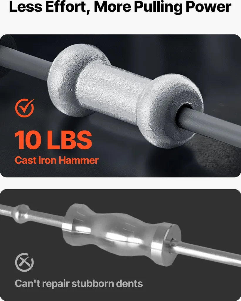 VEVOR estrattore di ammaccature 4,5 kg 13 in1 set di rimozione di ammaccature con martello scorrevole, strumento di riparazione della carrozzeria per la rimozione di danni all'auto, telaio di riparazione con barra di estensione e impugnatura antiscivolo - 4