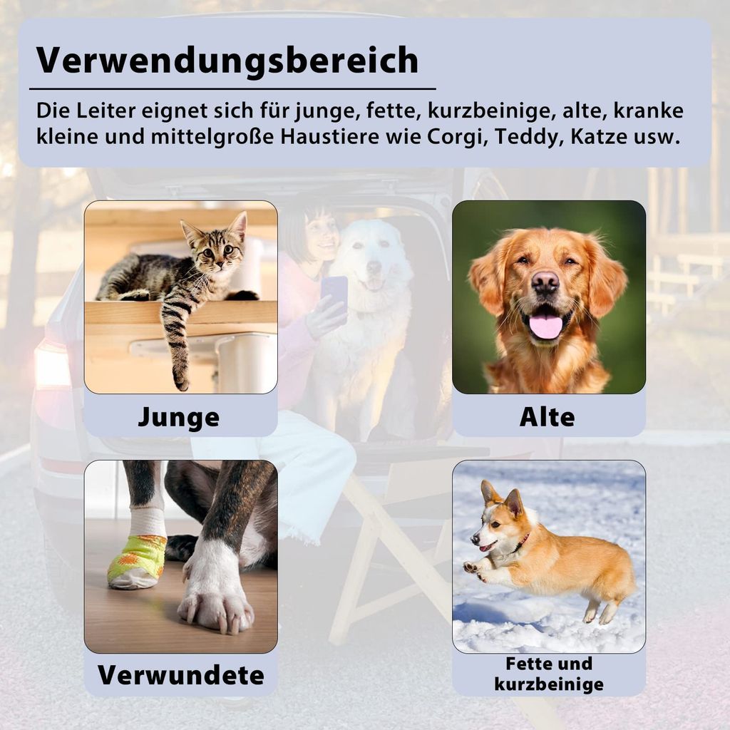 YARDIN 2 in 1 Hundetreppe Hunderampe Auto Klappbar für Produktbild 4