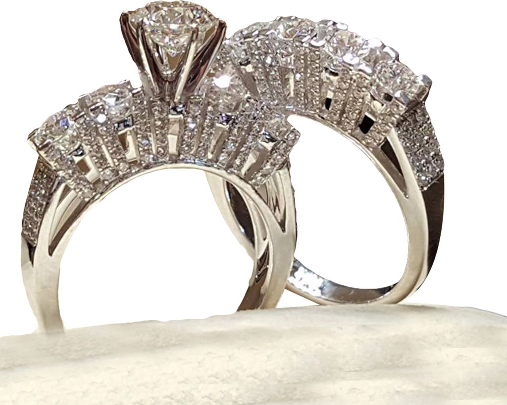 2 Teile/satz Paar ring Strass Intarsien Glänzend Luxus Stil Exquisite Finger Ring für Bankett-US 9