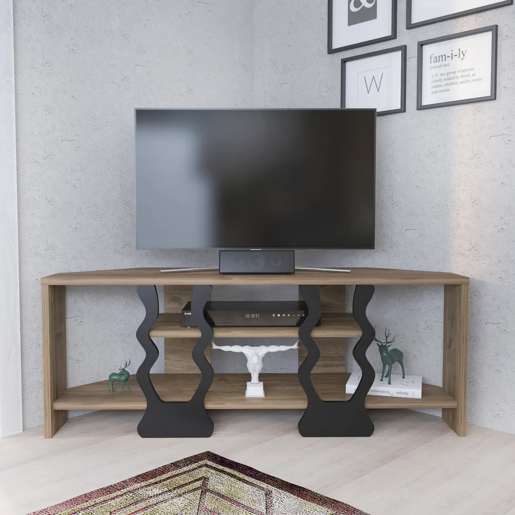 Meuble TV d'angle Decorotika Firal Noyer pour Écran jusqu'à 45 Pouces