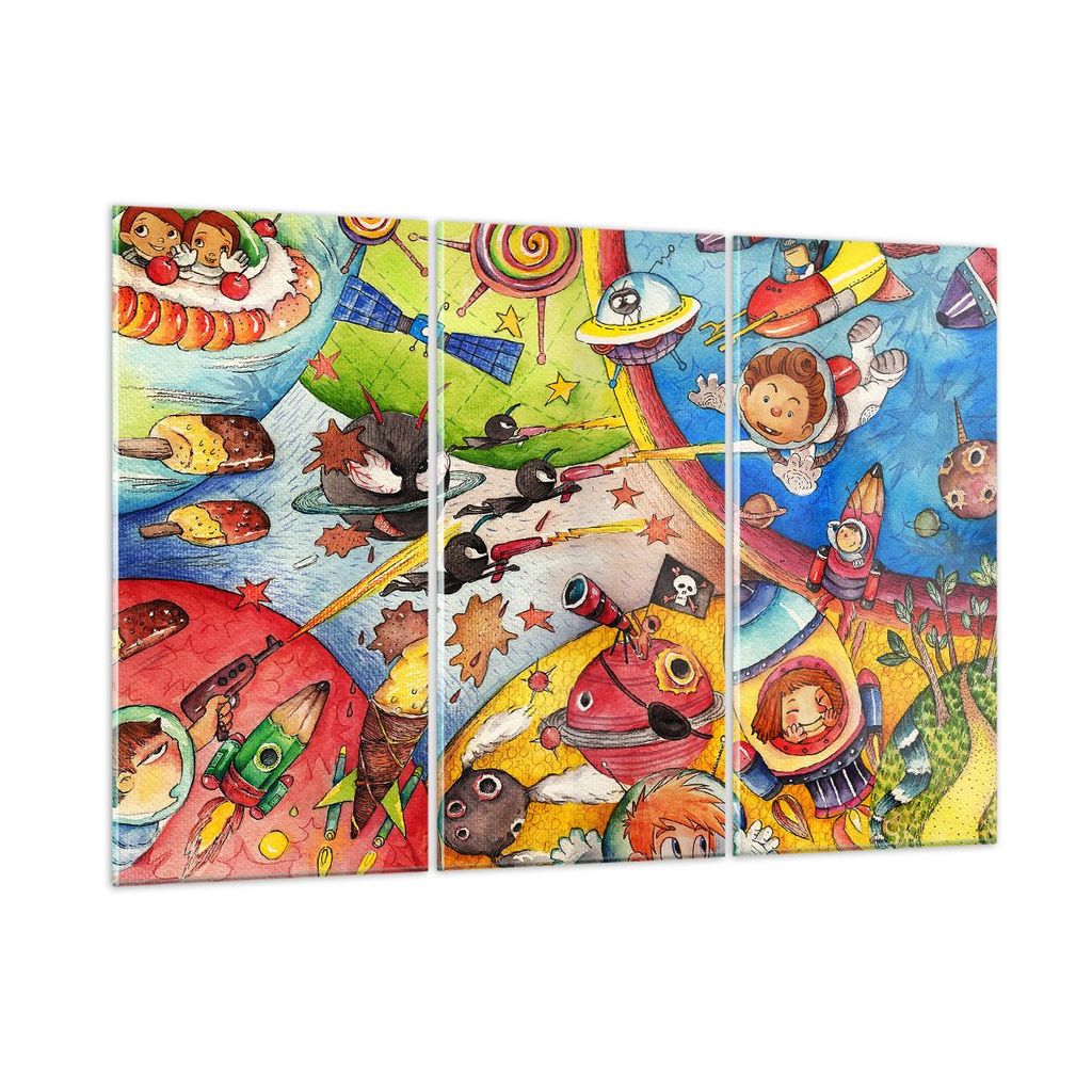 Bilder auf glas - Kind Raum Raumschiff Eis - 165x110cm - Glasbilder - Wandbilder - Kunstdruck - zum Aufhängen bereit - Wanddekoration aus Glas - G...