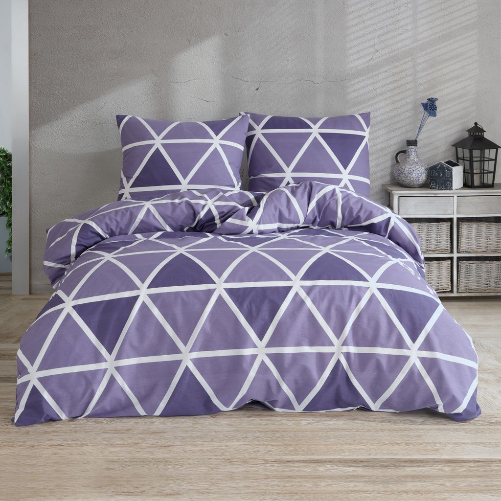 Bettwäsche Bettgarnitur Bettbezug Bedruckt Baumwolle 135x200 155x220 200x200, Größe:200 x 200 cm, Design Bettwäsche:Berkia Blau