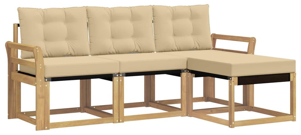 “2026 Modern“ Braun Outdoor-Sofagarnitur mit Kissen 4 pcs Weiß und Beige - Designermöbel 49347 - Gartensofas