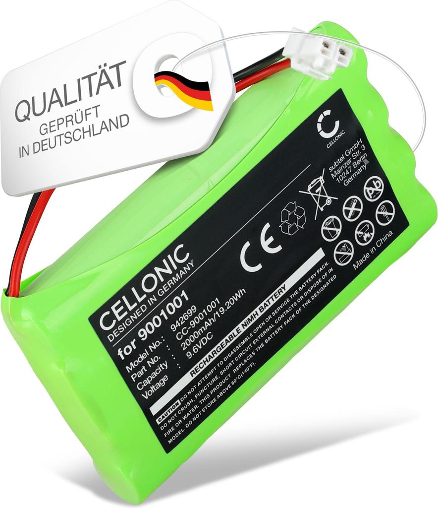 CELLONIC 1x Akku für Haustechnik Kompatibel mit Bosch Somfy Axovia 220B, Somfy Dexxo Optimo, Somfy Dexxo Compact, Somfy 9001001 - (2000mAh, 9.6V)