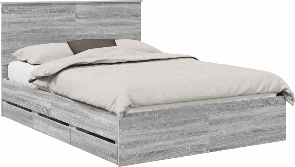 vidaXL Bettrahmen Graues Sonoma 140 x 190 cm Ingenieurs Holz