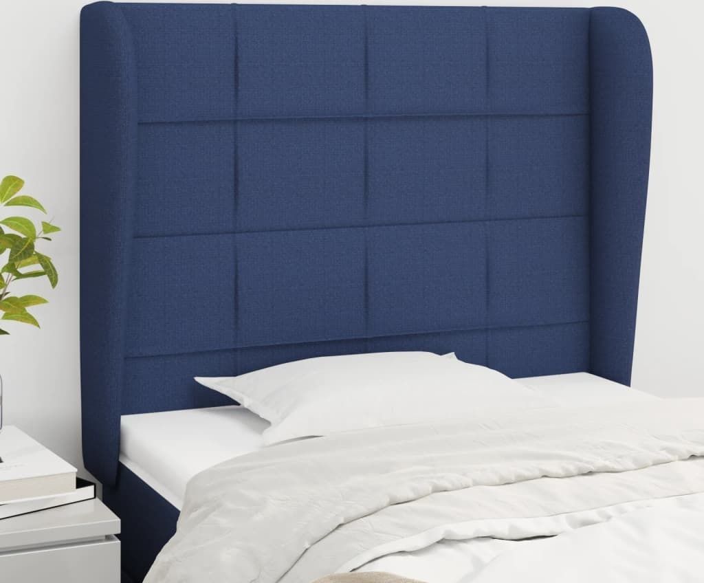 [Home] Kopfteil mit Ohren Blau 83x23x118/128 cm Stoff , Neue Mode 2024 im häuslichen Leben