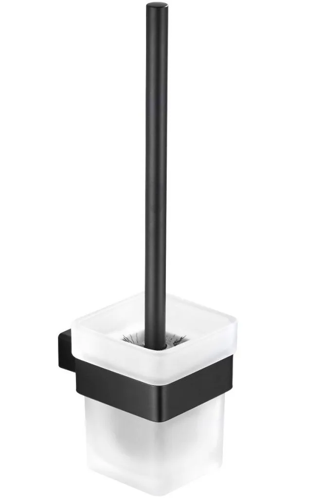 Balai de WC Pavo noir avec support design pour salle de bain
