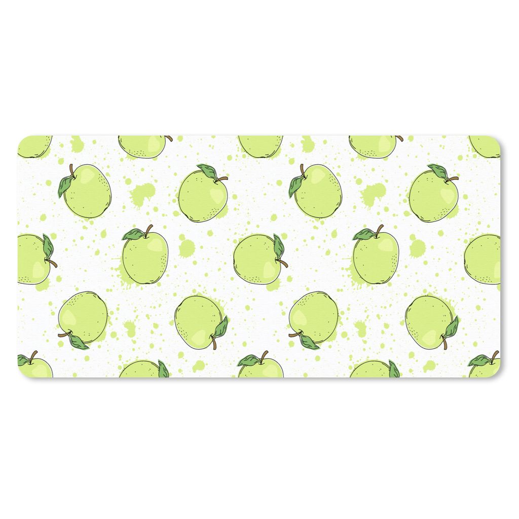 MuchoWow Schreibtischunterlage Aquarell - Apfel - Grün - Muster 80x40 cm - XXL Mauspad - Gaming Mauspad