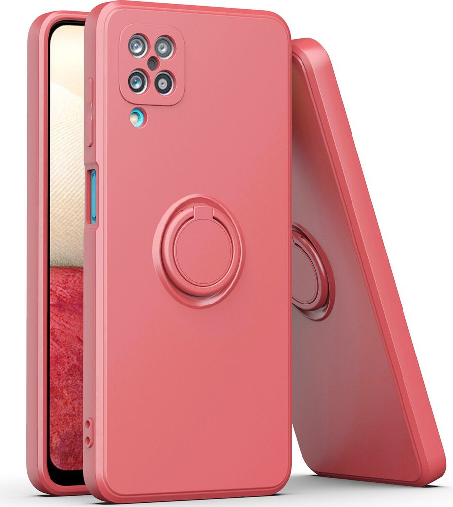 Samsung A12 Handyhülle, Ring Halter Ständer Kratzfeste Weiche Silikon schutzhülle für Samsung Galaxy A12 bordeaux