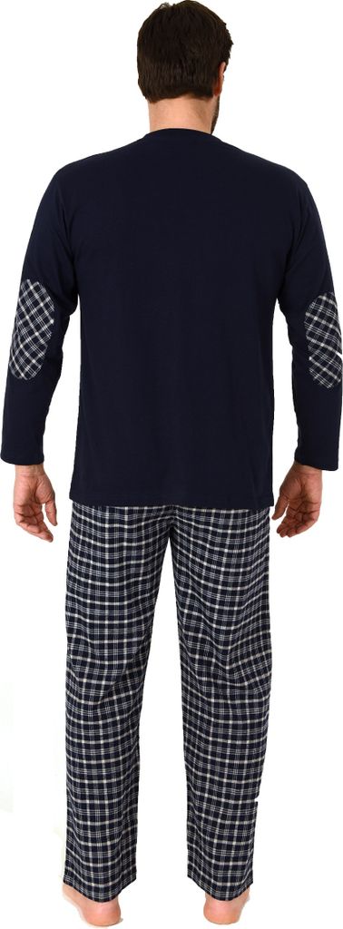Herren Schlafanzug Pyjama lang mit Flanell Hose - auch in Übergrößen - 222 101 10 851 ; navy , 58