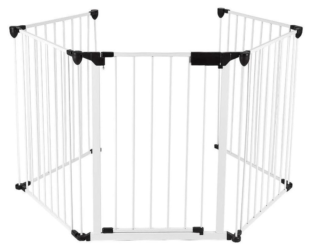 Sicherheitsgitter für Kinder und Hunde - Hundegitter/Babygitter - 3 m Länge - 5 Elemente - Weiß