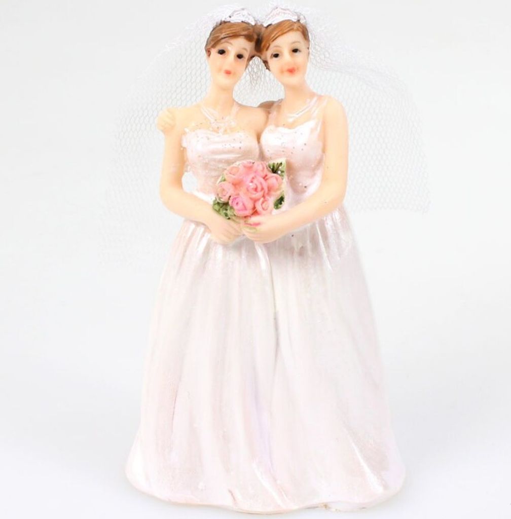 Hochzeitspaar Frauen Bräute Polyresin H10,7cm homosexuell Brautpaar Tortenfigur