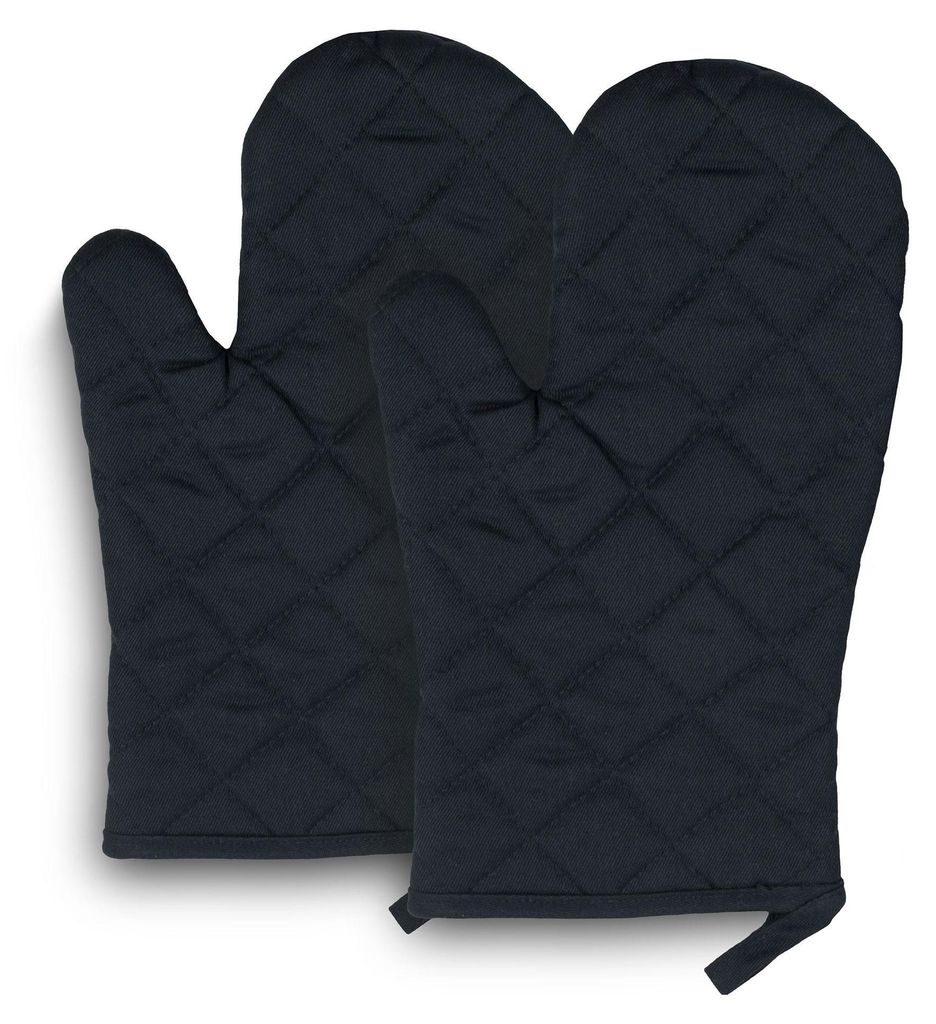 2er Set Ofenhandschuhe aus Baumwolle, 18x28 cm, schwarz Produktbild 