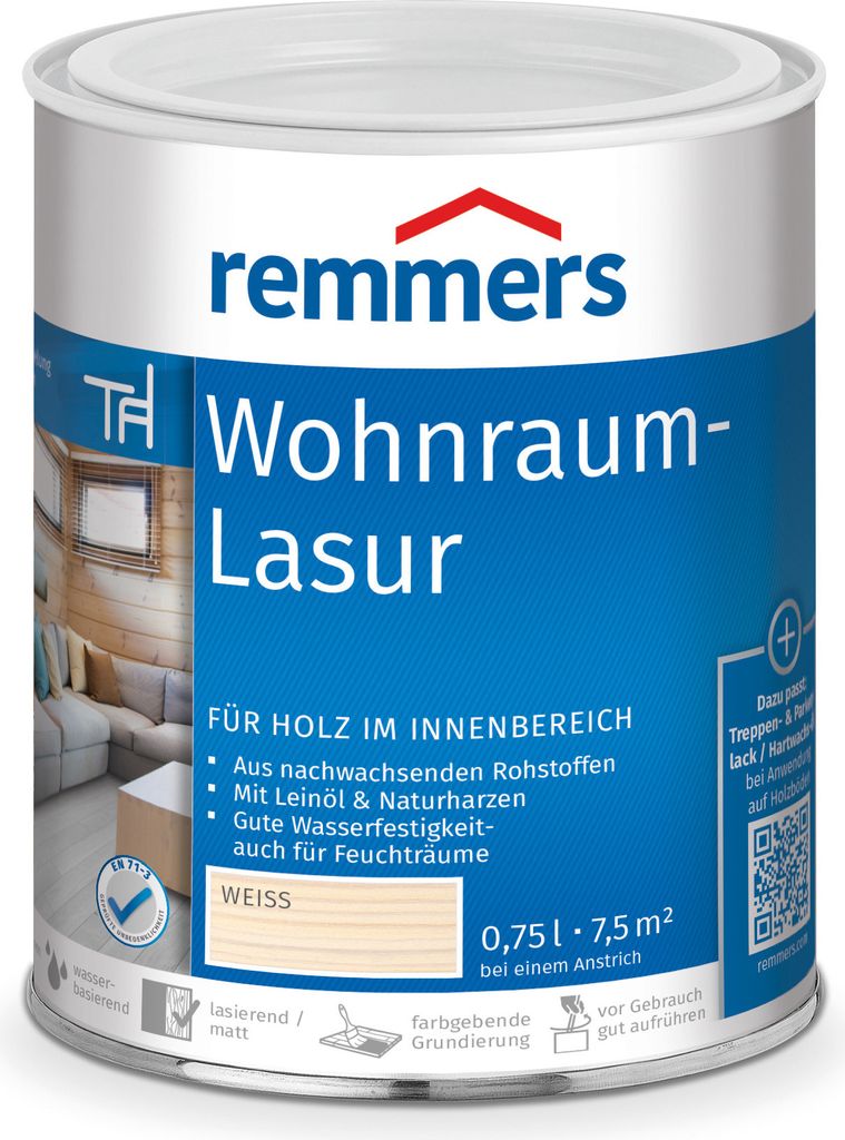Remmers obývací lazura bílá, 0,75 litru, interiérová lazura Obrázek produktu 