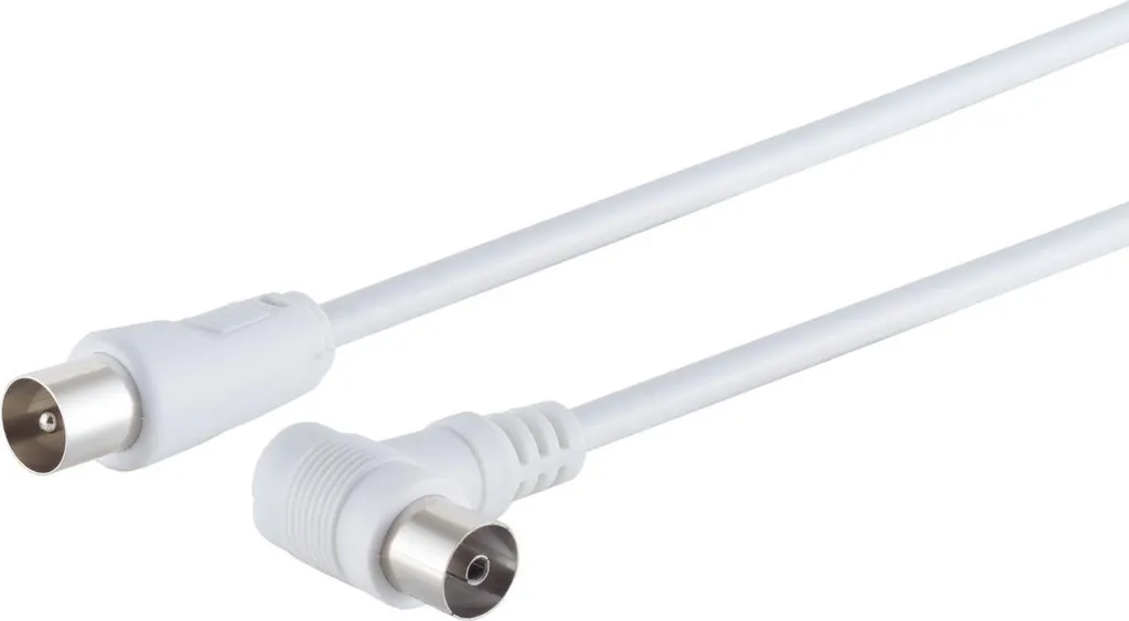Câble d'antenne anti-interférences 80dB 2,5m S/CONN coudé blanc 100%
