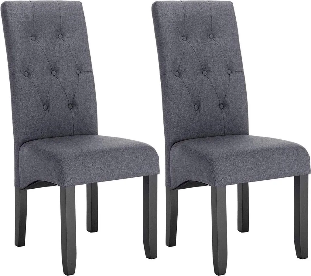 Lot de chaises rembourrées Rootz en lin gris - Confort ergonomique chic