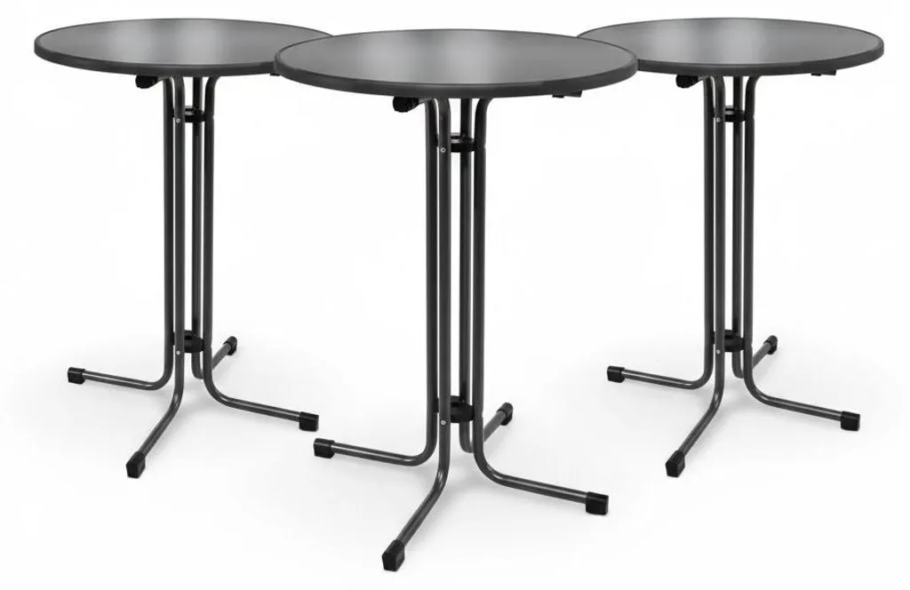 Table haute pliable de jardin Ø70cm Bellini lot de 3 Noir Robuste