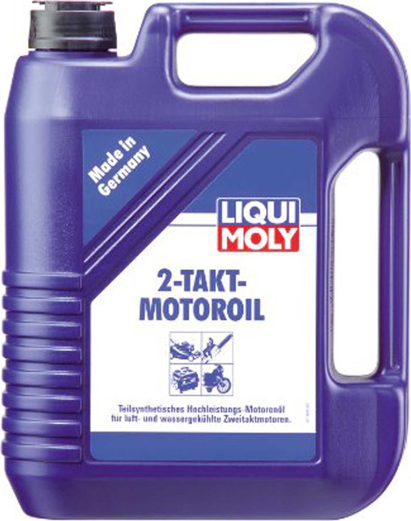 A purple plastic jug of Liqui Moly 2-Takt-Motoroil.