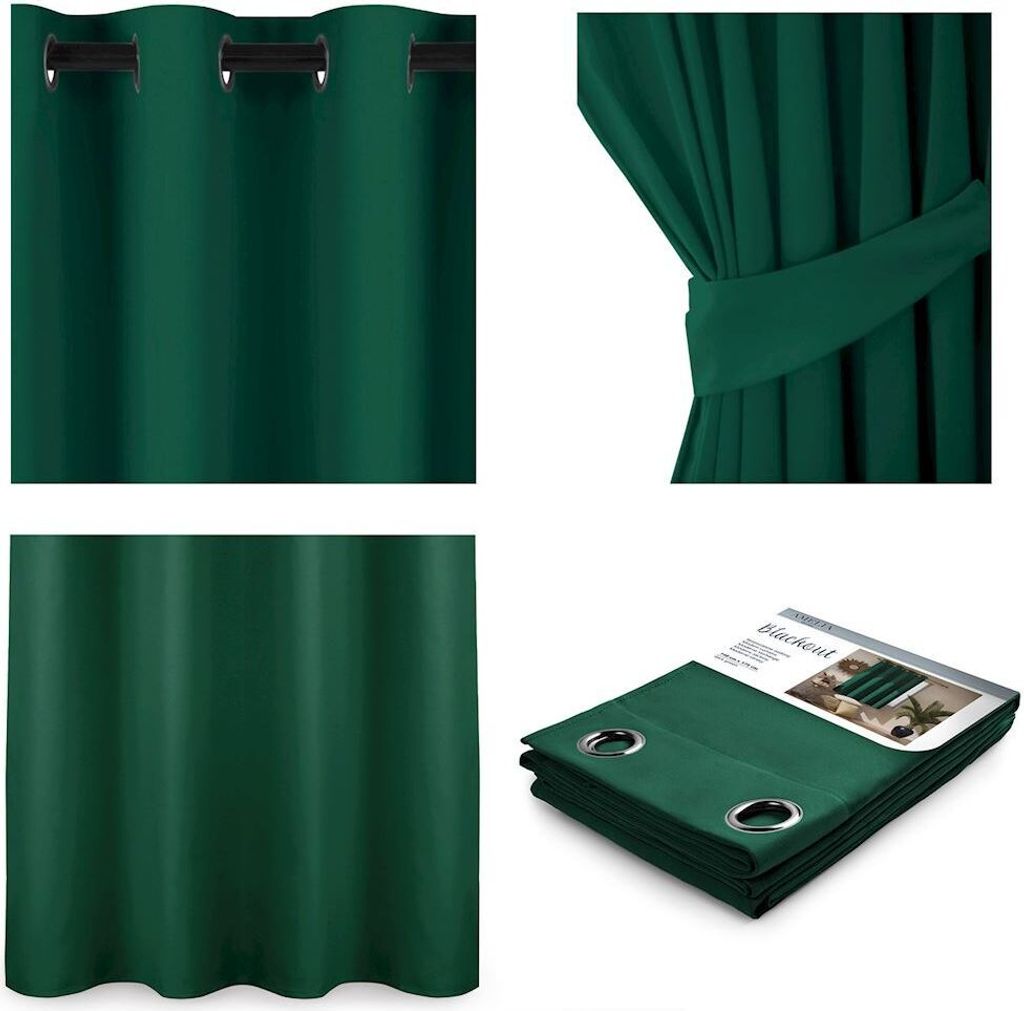 Vorhang Ösenschal blickdicht Verdunklungsvorhang 140 x 170 cm - Dunkelgrün
