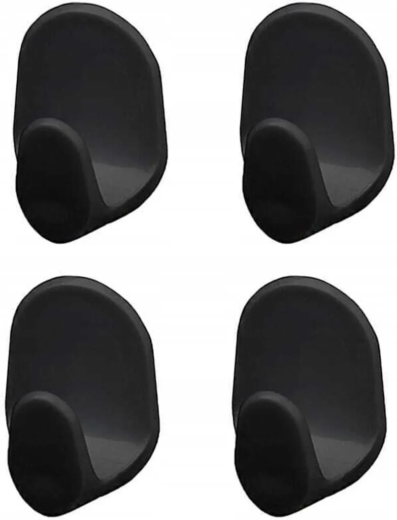 Set 4 Appendini Neri da Muro - Ganci Adesivi per un Ordine Zen