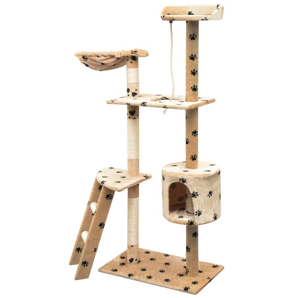 "2026 MODERNE" Katzen-Kratzbaum Sisal 150 cm Beige mit Pfoten-Aufdruck - Tierbedarf CC9750824