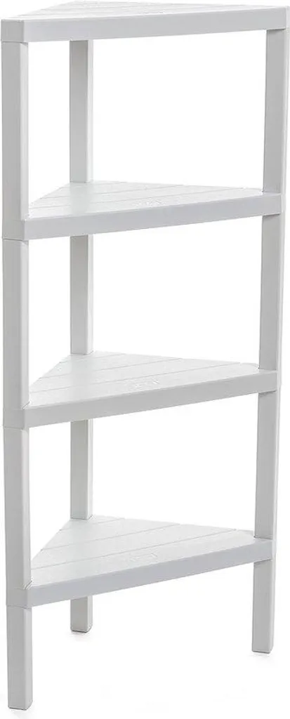 Meuble de rangement d'angle blanc 4 hauteurs pour salle de bain et WC