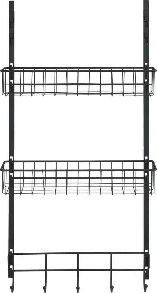 Rangement de porte noir sans perçage WENKO - Acier robuste à 3 niveaux
