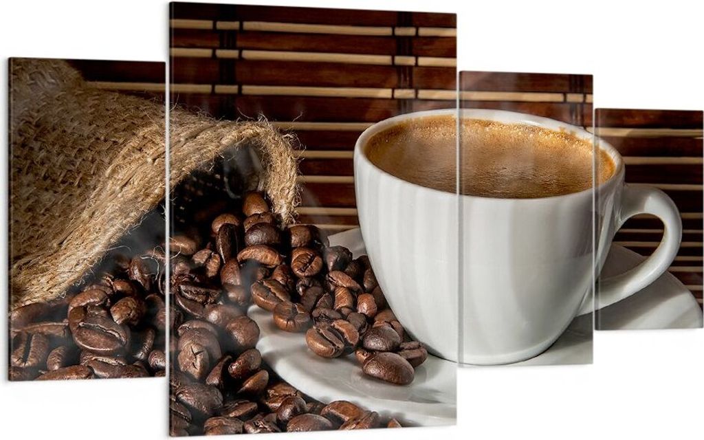 Bild auf Leinwand - Leinwandbild - Aroma Kaffee Getreide - 160x90cm - Wand Bild - Wanddeko - Leinwanddruck - Bilder - Kunstdruck - Wanddekoration -...