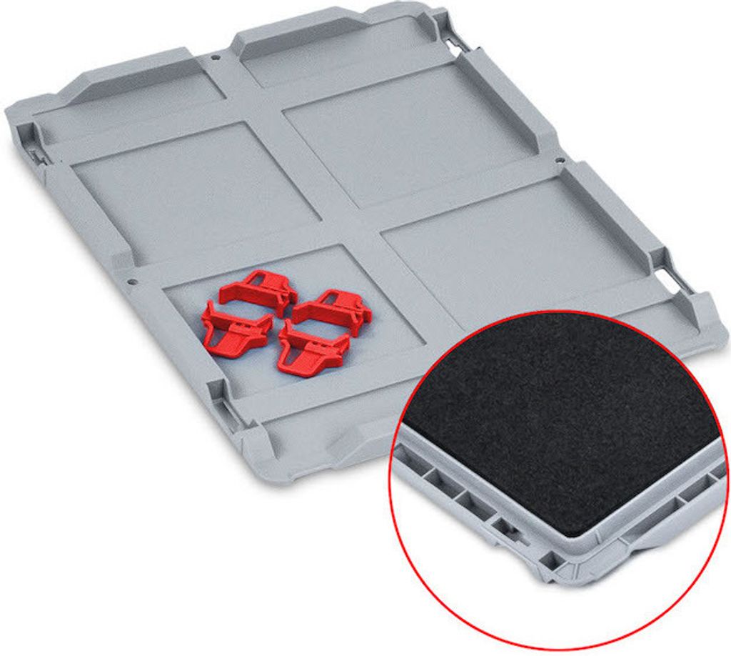 SparSet 10x Auflagedeckel Set Eurobox NextGen mit Schaumstoff und 4 rote Schiebeschnappverschlüsse | BxT 30x40cm | Eurobehälter, Transportbox, Tr...