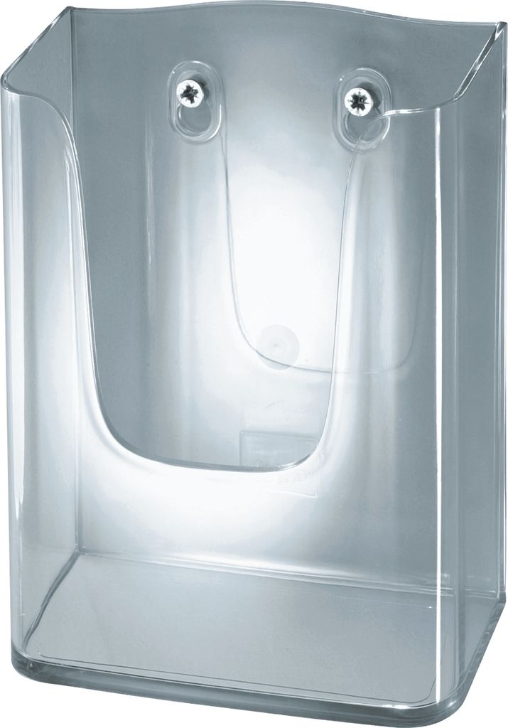 Wand-Prospekthalter DIN lang mit 1 Fach glasklar incl. Schrauben und Dübeln VE=4x1 Stück