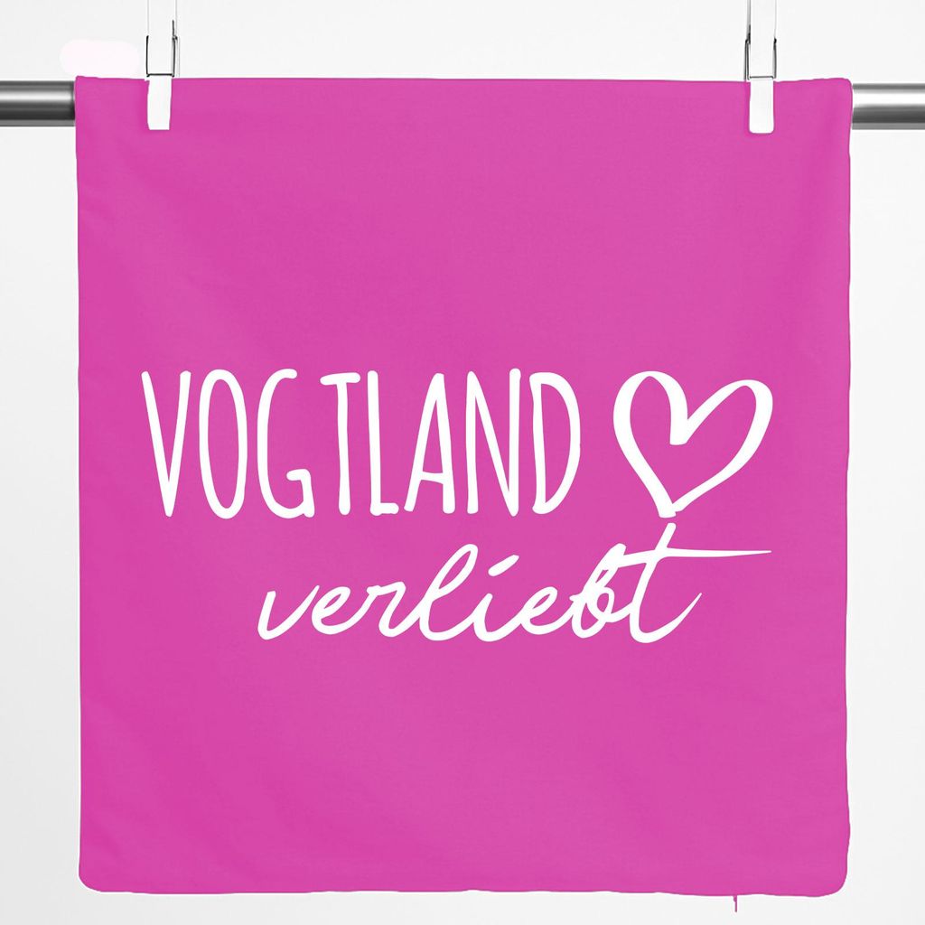 Huuraa Kissenbezug Vogtland verliebt 40x40cm Fuchsia Baumwolle Dekokissenbezug Geschenkidee