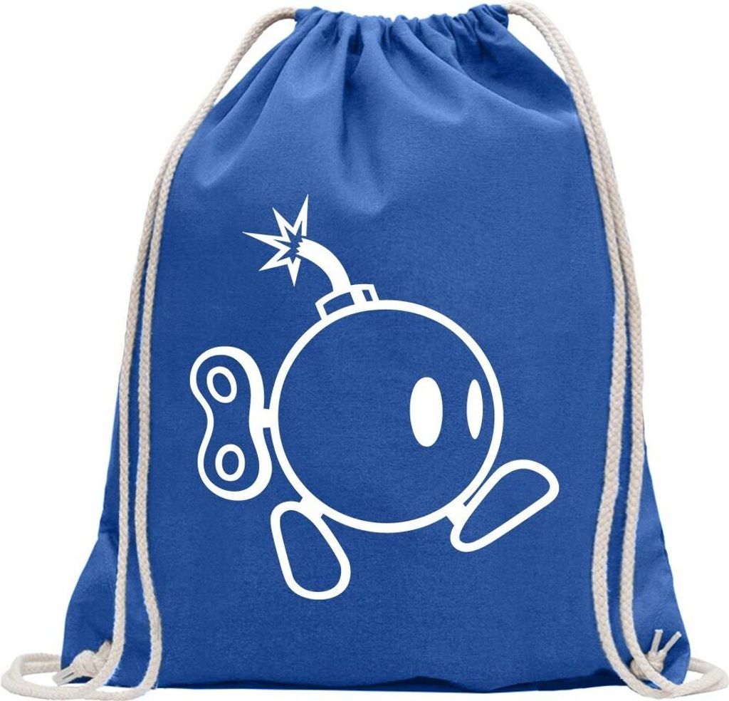 Kiwistar - Turnbeutel - royal - Bomber Running Bomb - Fun Rucksack Sport Beutel Gymsack Baumwolle mit Ziehgurt