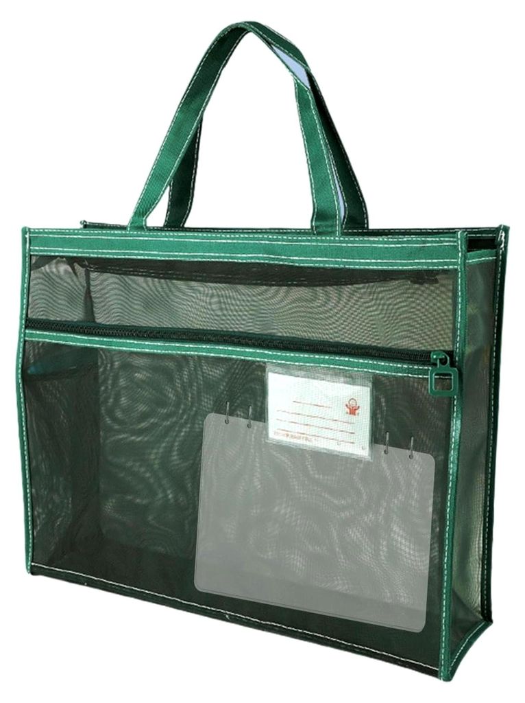 Mesh Kunsttasche - Aufbewahrungsbox mit Reißverschluss, 17 x 13 x 4,4 Zoll | Klarer A3 Organizer mit Tragegriff, leicht für Dokumente, Bürobedar...