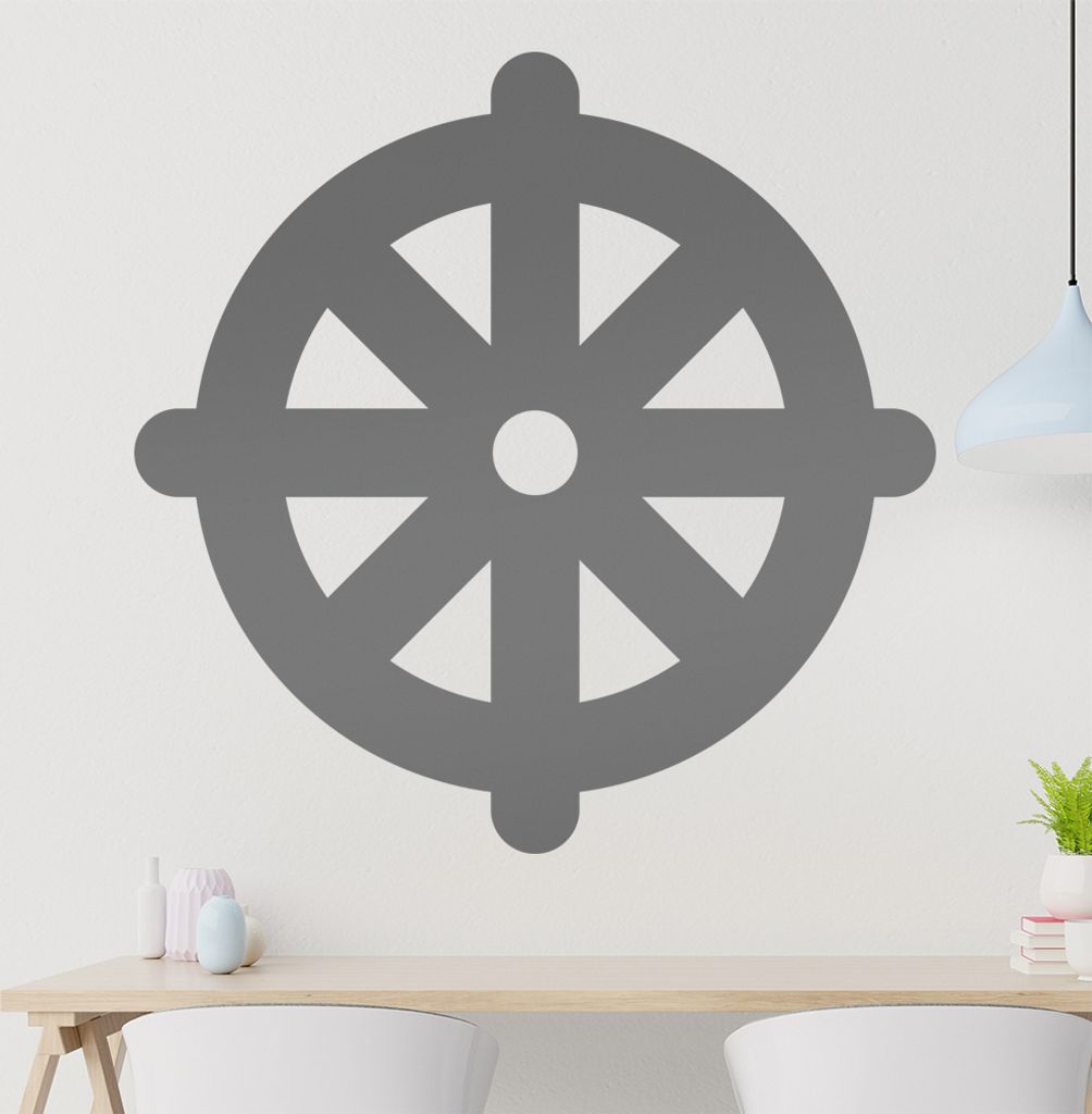 KIWISTAR Dharmachakra Buddhismus Wandtattoo in 6 Größen - Wandaufkleber Wall Sticker - Dekoration, Küche, Wohnzimmer, Schlafzimmer, Badezimmer